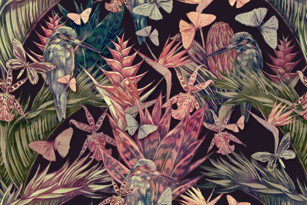 Motif de plantes et d'oiseaux tropicaux Motif de plantes et d'oiseaux tropicaux