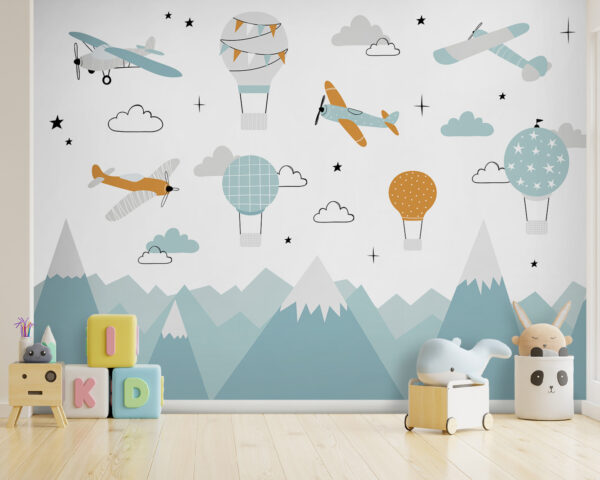 Papier peint avec des avions et des montgolfières u95042pir161 600x480 - Papier peint avec des avions et des montgolfières - tegory