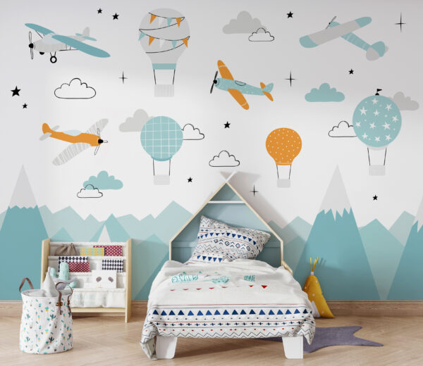 Papier peint avec des avions et des montgolfières u95042pir2 600x520 - Papier peint avec des avions et des montgolfières - tegory