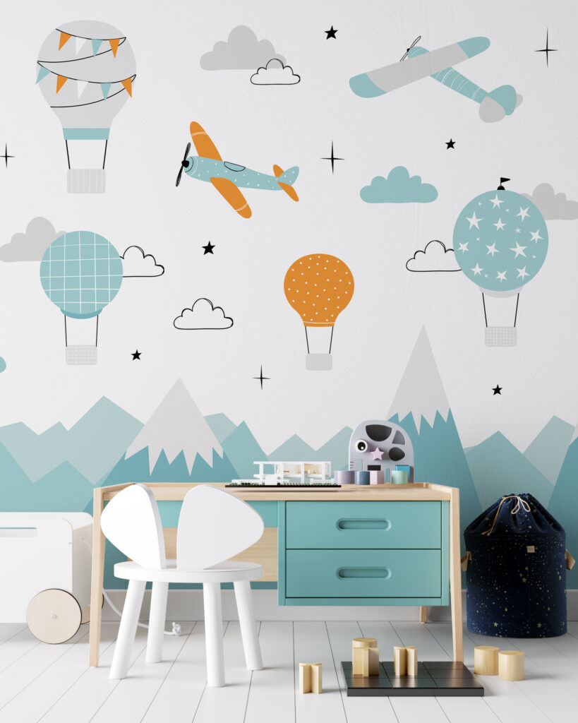 u95042pir1 819x1024 - Papier peint avec des avions et des montgolfières - tegory
