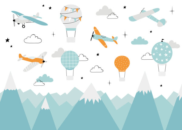 u95042p 600x429 - Papier peint avec des avions et des montgolfières - tegory