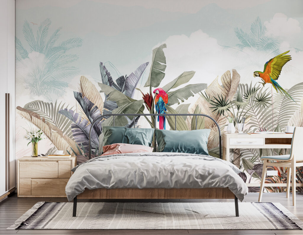 Papier peint avec des plantes tropicales et des oiseaux u95037pib1m 1024x795 - Papier peint avec des plantes tropicales et des oiseaux