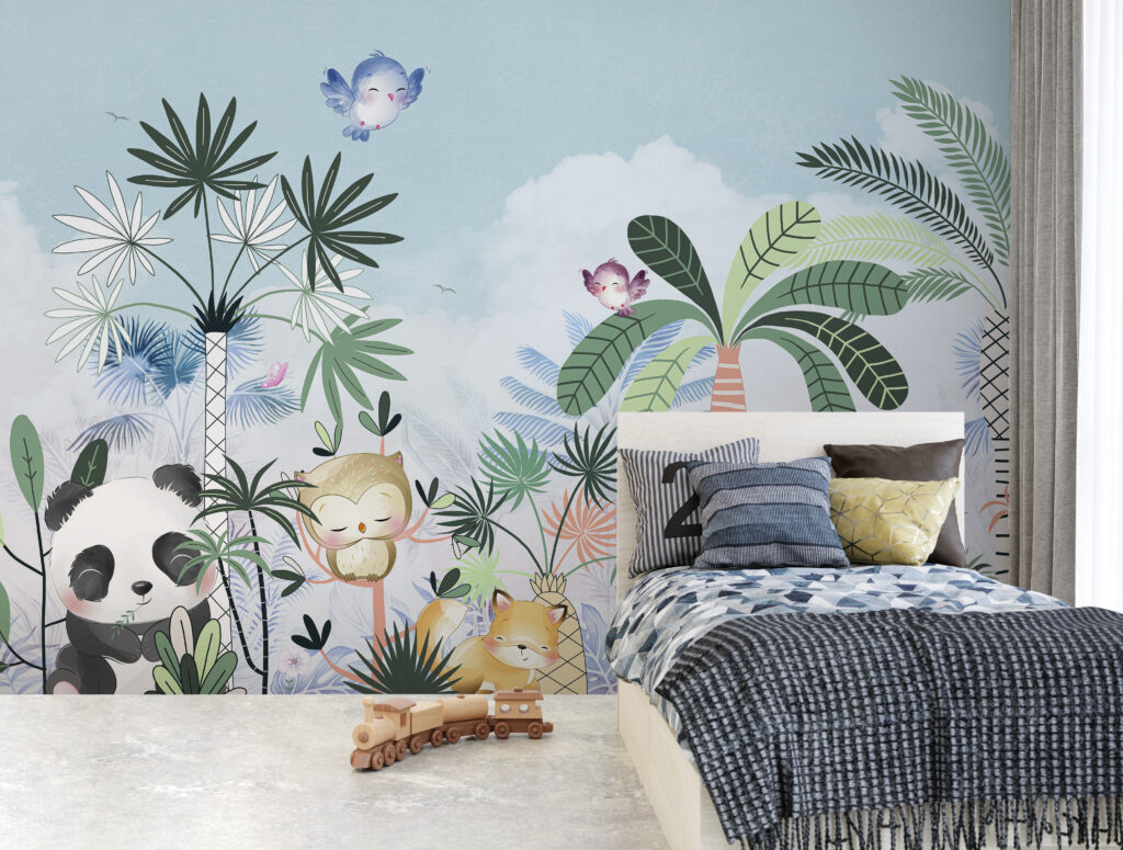 Cartoon of animals and birds in a forest Cartoon of animals and birds in a forest