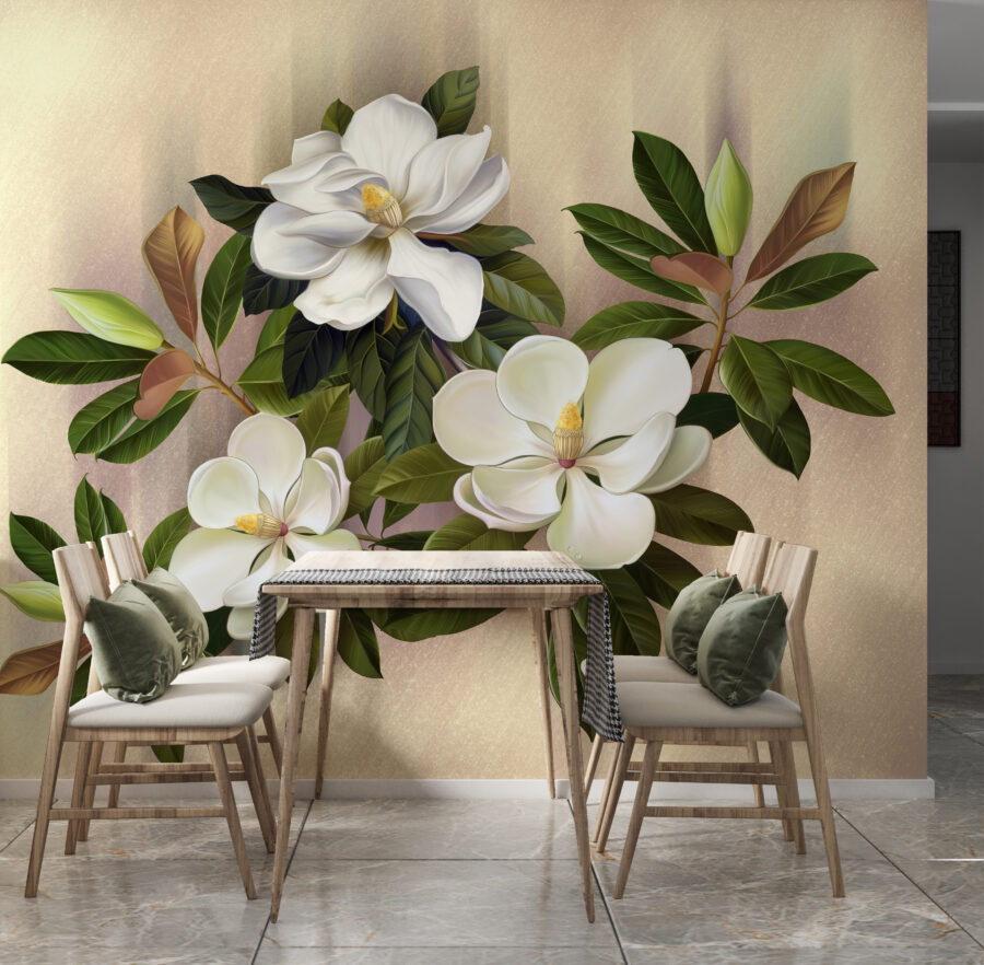 Magnifiques fleurs de magnolia en exposition