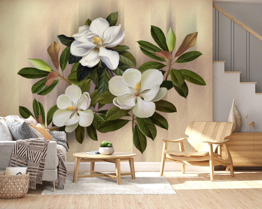 Magnifiques fleurs de magnolia en exposition