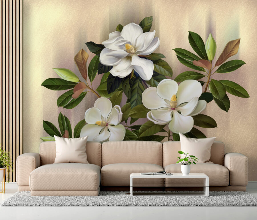 Magnifiques fleurs de magnolia en exposition
