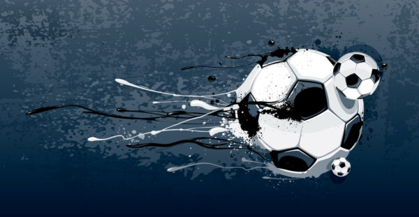 Ballon de football avec des éclaboussures de peinture Ballon de football avec des éclaboussures de peinture