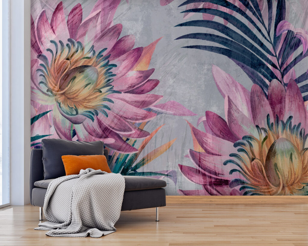 Vibrant blooms against a textured backdrop