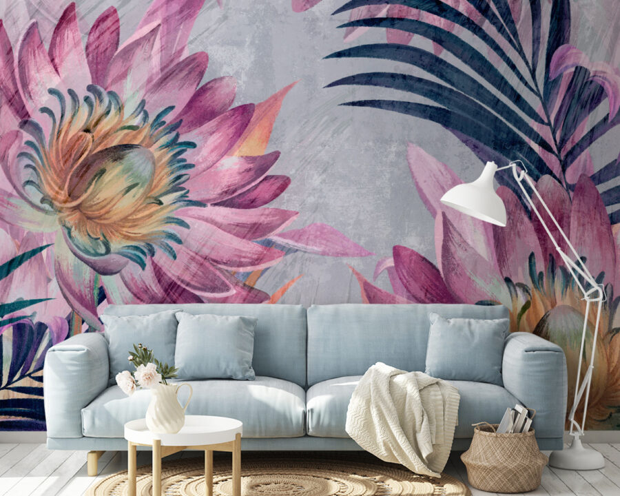 Des fleurs éclatantes sur un fond texturé.