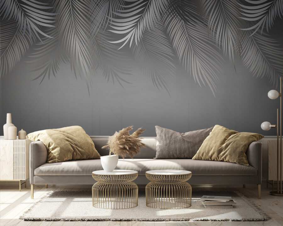 Fond gris et blanc avec des feuilles Fond gris et blanc avec des feuilles