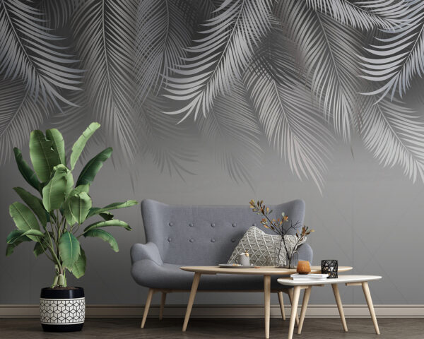 Fond gris et blanc avec des feuilles Fond gris et blanc avec des feuilles