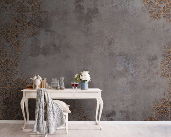 Mur à motifs gris et orange Mur à motifs gris et orange