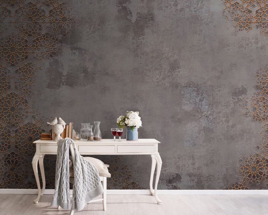 Mur à motifs gris et orange Mur à motifs gris et orange