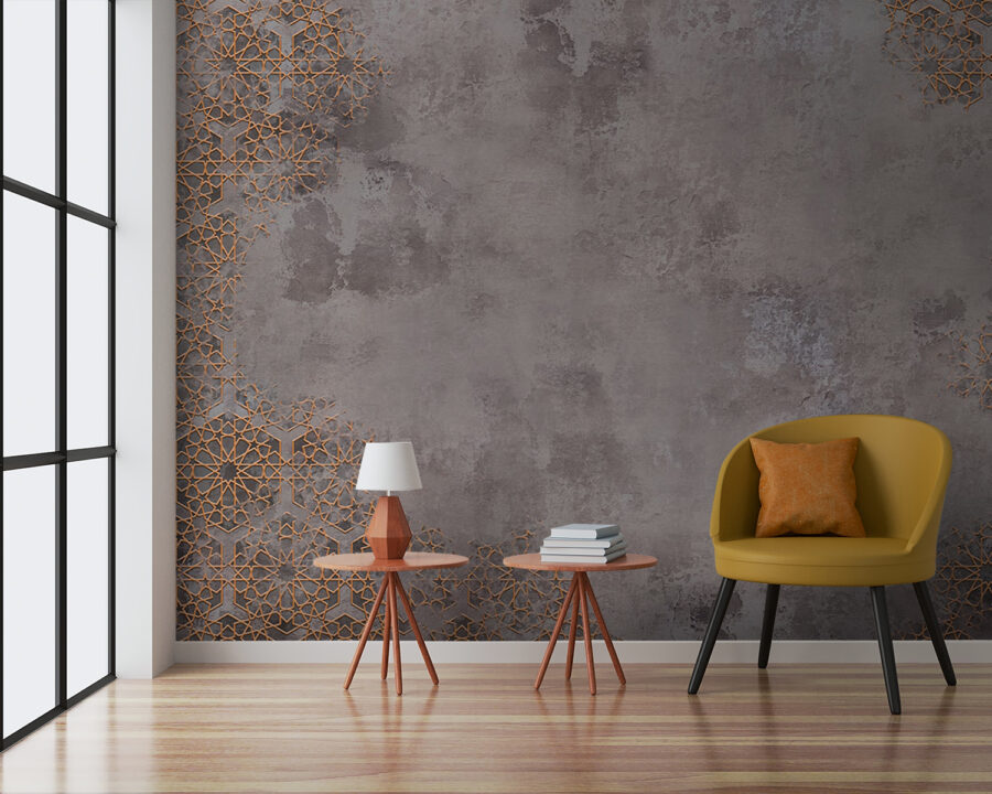 Mur à motifs gris et orange Mur à motifs gris et orange
