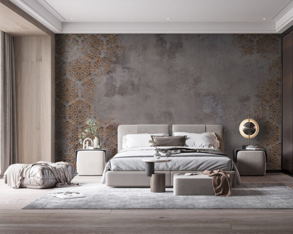 Mur à motifs gris et orange Mur à motifs gris et orange
