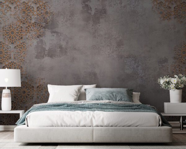 Mur à motifs gris et orange Mur à motifs gris et orange
