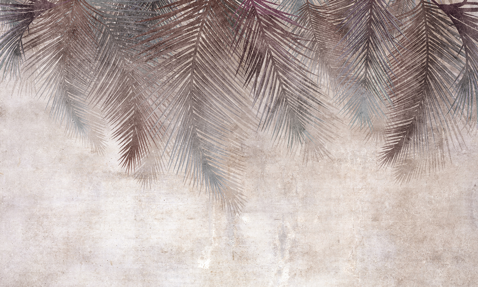 Muted palm leaves on textured background Muted palm leaves on textured background