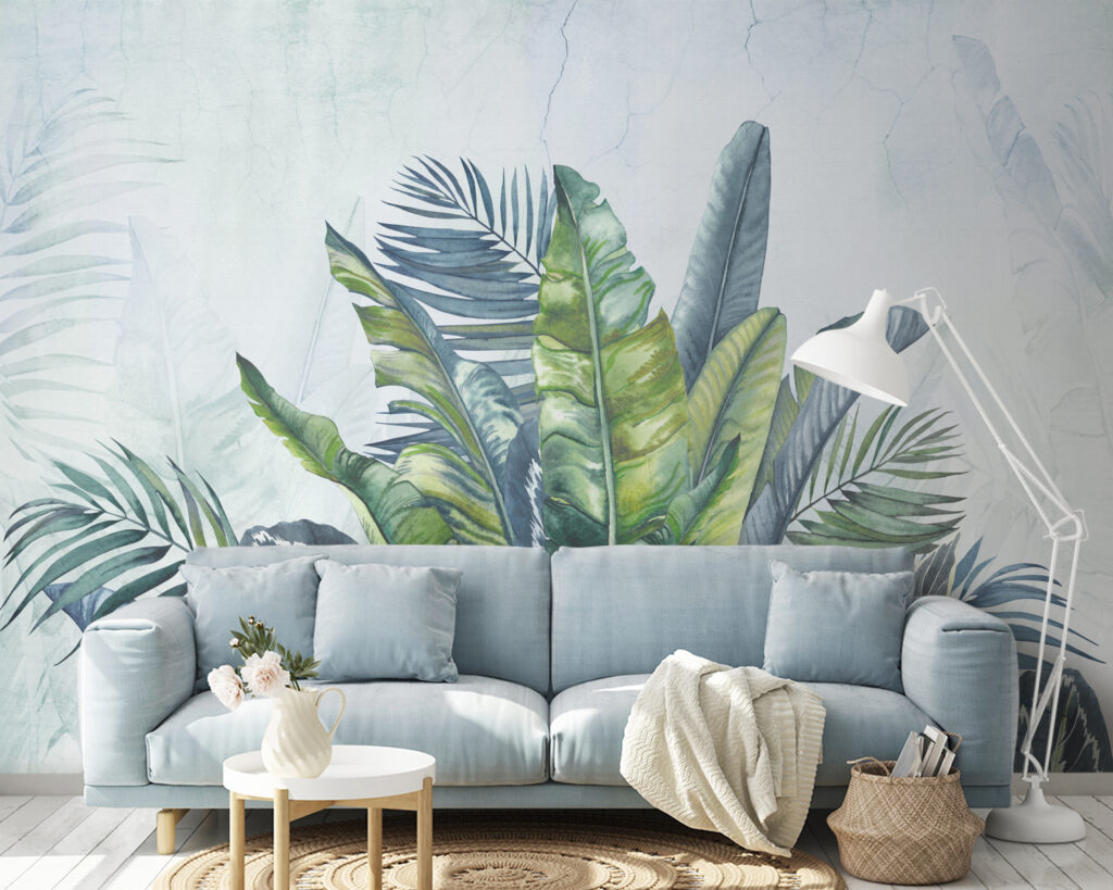 Painting of a bunch of green leaves
