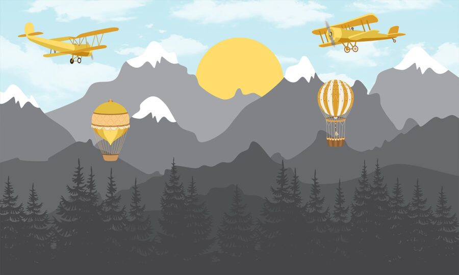 Avion jaune survolant des montagnes