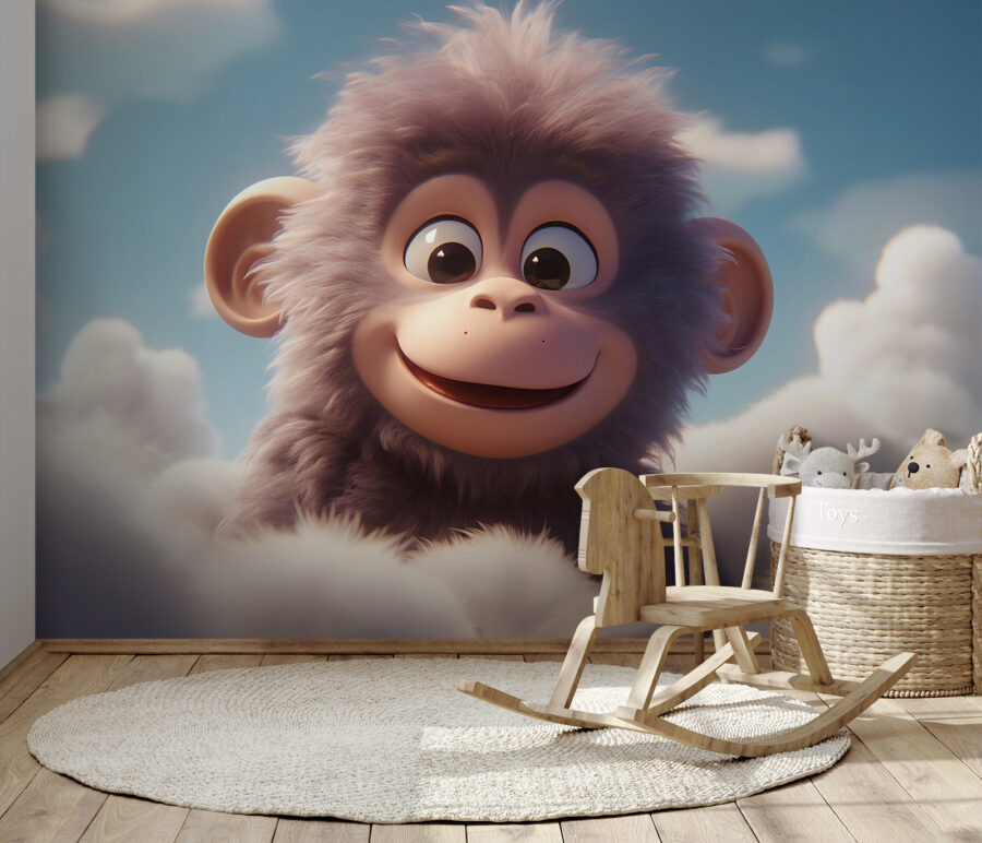 Papier peint Singe de dessin animé dans les nuages – Image 7