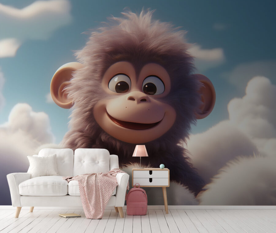 Papier peint Singe de dessin animé dans les nuages – Image 6