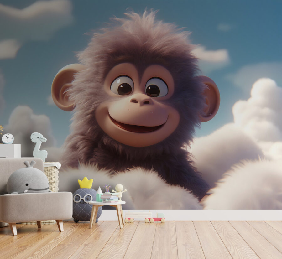 Papier peint Singe de dessin animé dans les nuages – Image 4