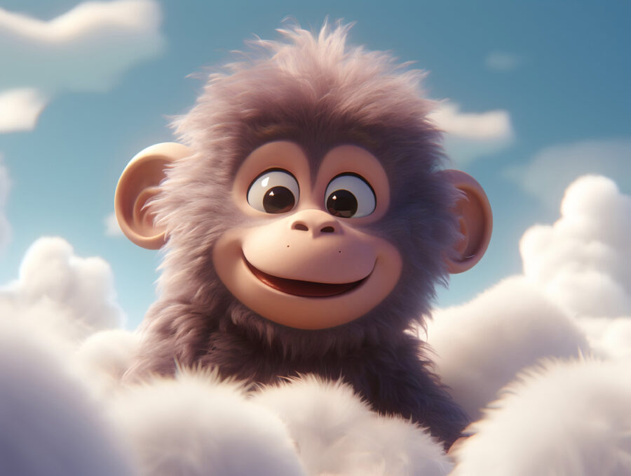 Papier peint Singe de dessin animé dans les nuages – Image 8
