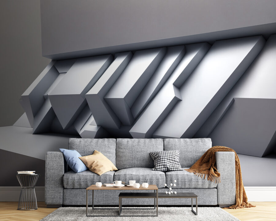 Mur blanc avec formes géométriques