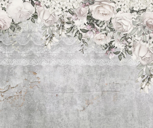 Fleurs blanches et roses sur fond gris Fleurs blanches et roses sur fond gris