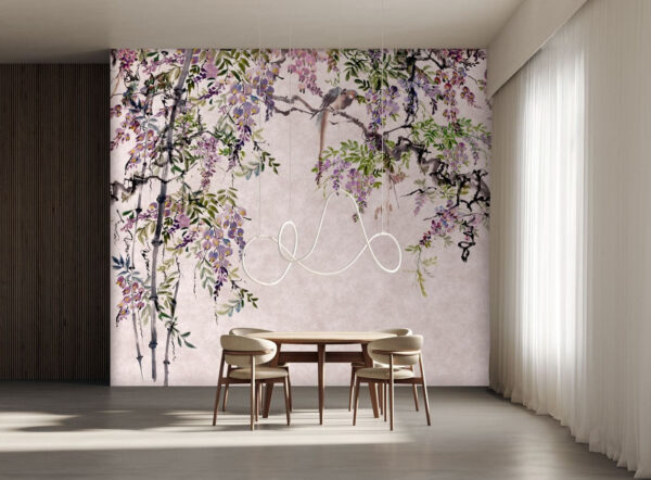 Peinture d'un arbre avec des fleurs violettes Peinture d'un arbre avec des fleurs violettes