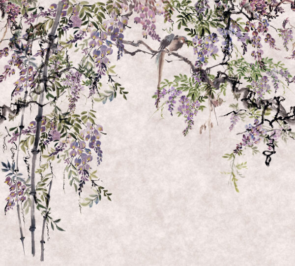 Peinture d'un arbre avec des fleurs violettes Peinture d'un arbre avec des fleurs violettes