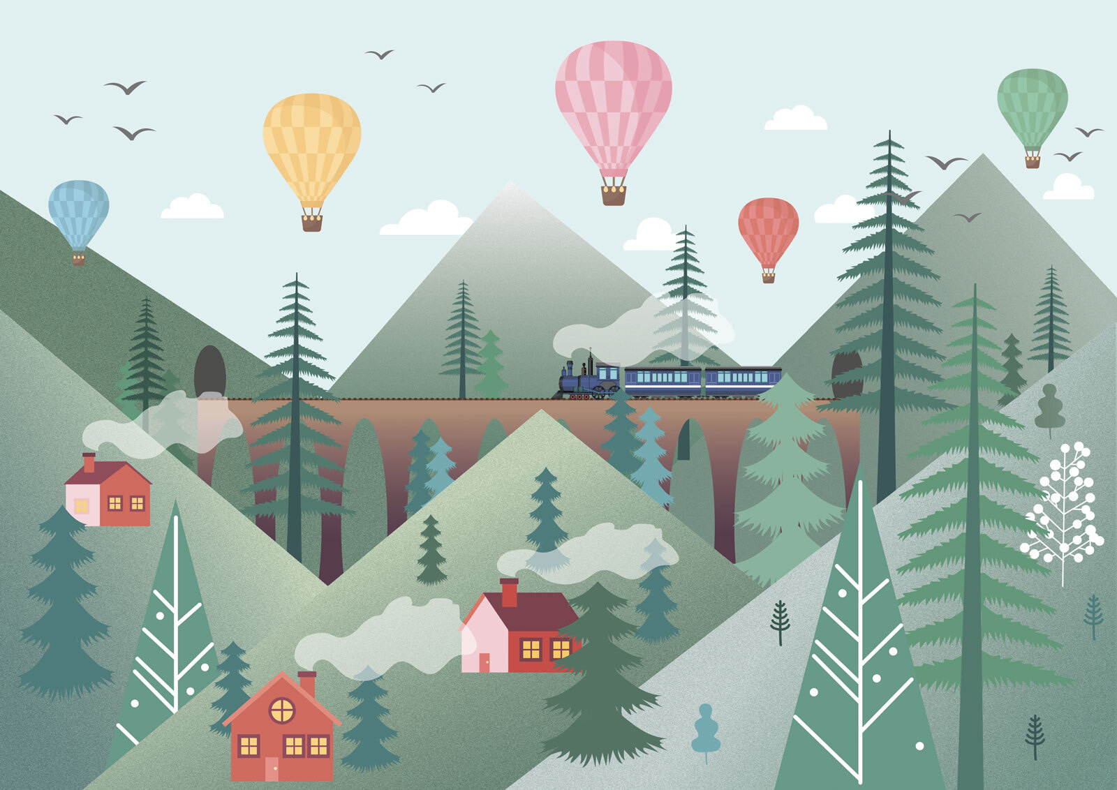 Train going through a forest Train going through a forest