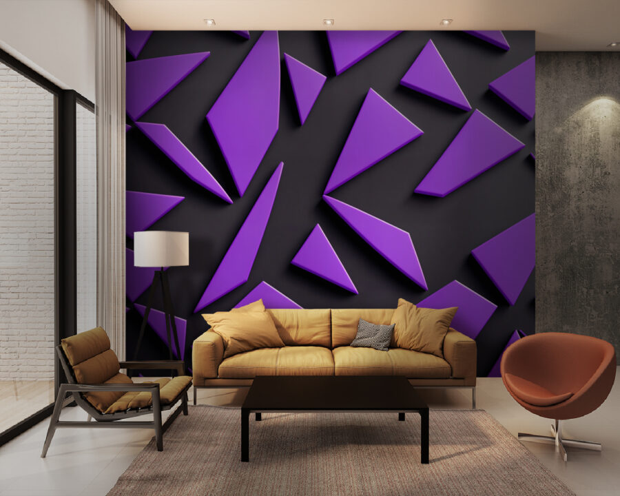 Triangles violets sur une surface noire Triangles violets sur une surface noire