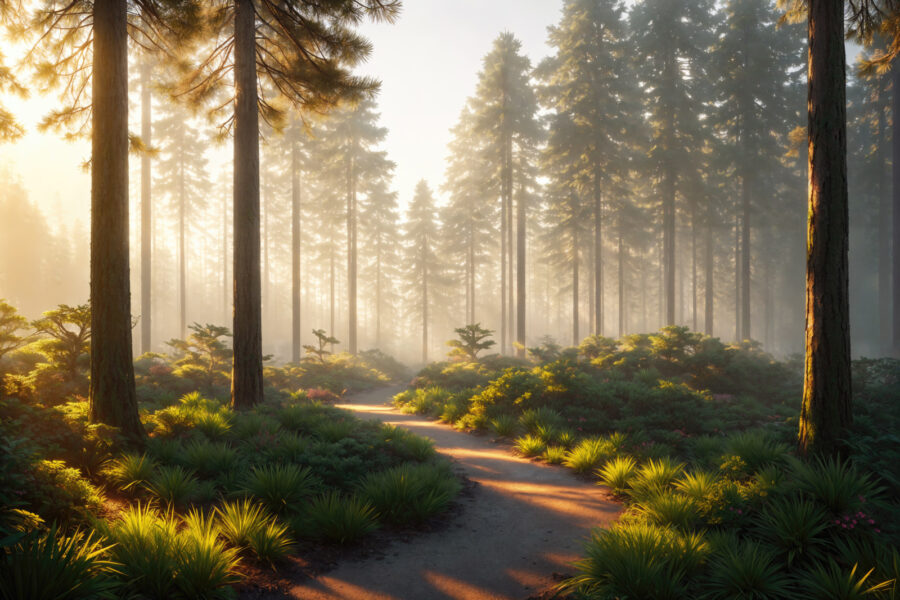 Chemin à travers une forêt
