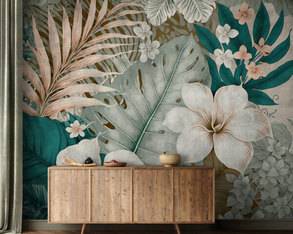Arrangement floral et feuillage tropical Arrangement floral et feuillage tropical