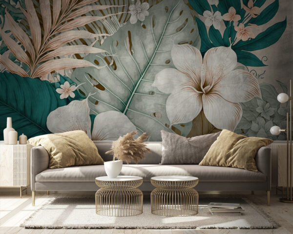Arrangement floral et feuillage tropical Arrangement floral et feuillage tropical