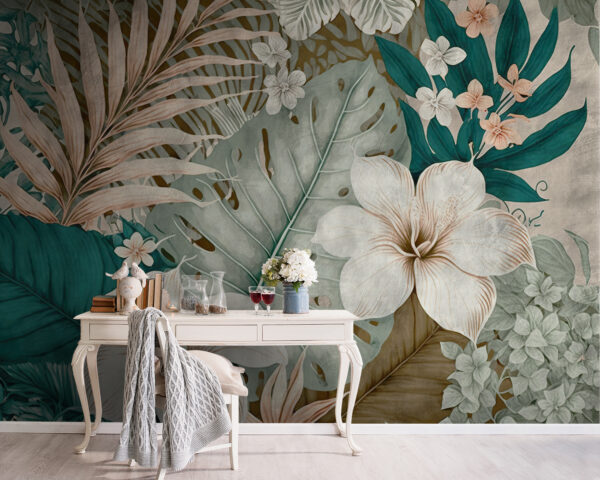 Arrangement floral et feuillage tropical Arrangement floral et feuillage tropical