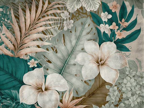 Arrangement floral et feuillage tropical Arrangement floral et feuillage tropical