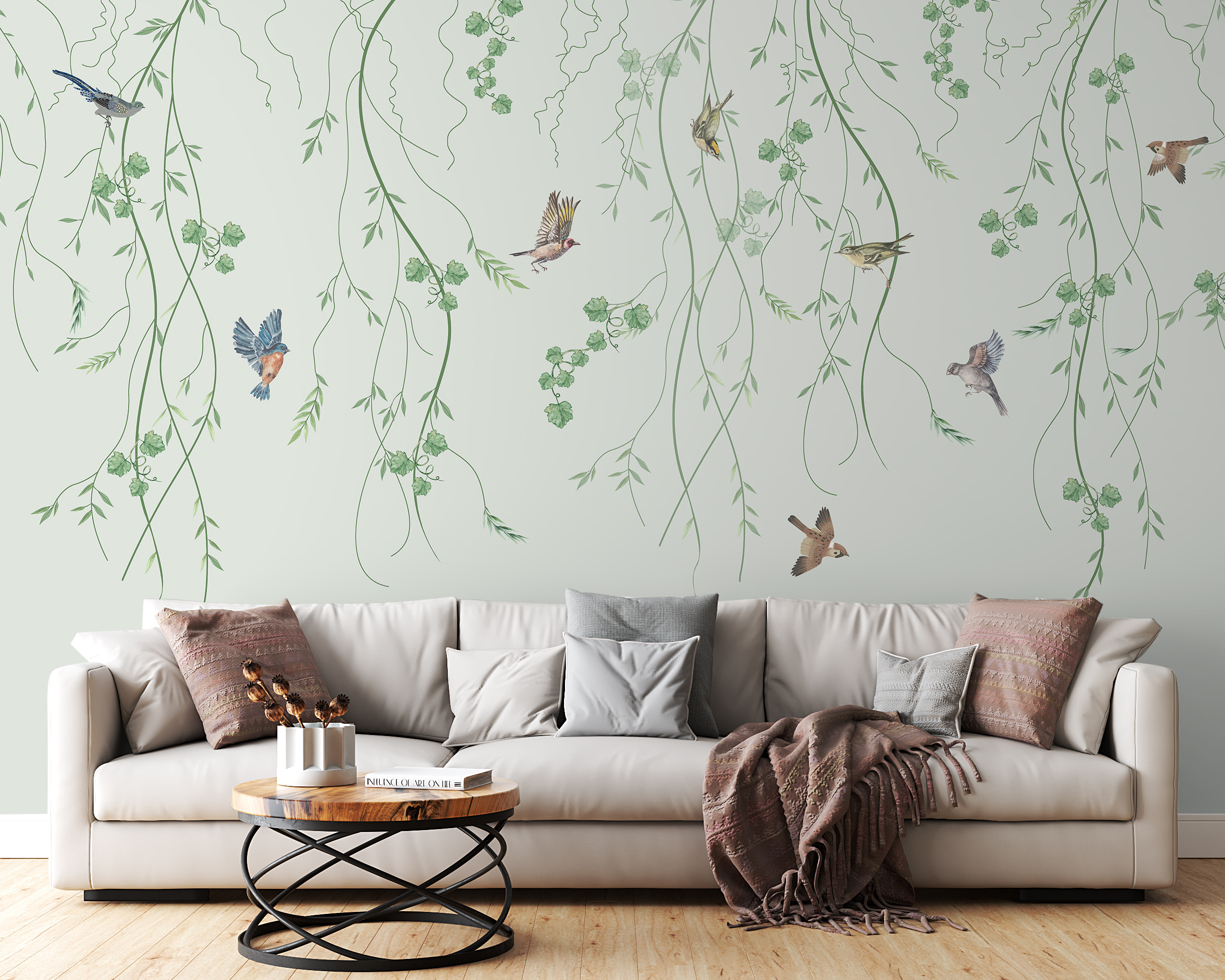 Wallpaper with birds and vines Wallpaper with birds and vines