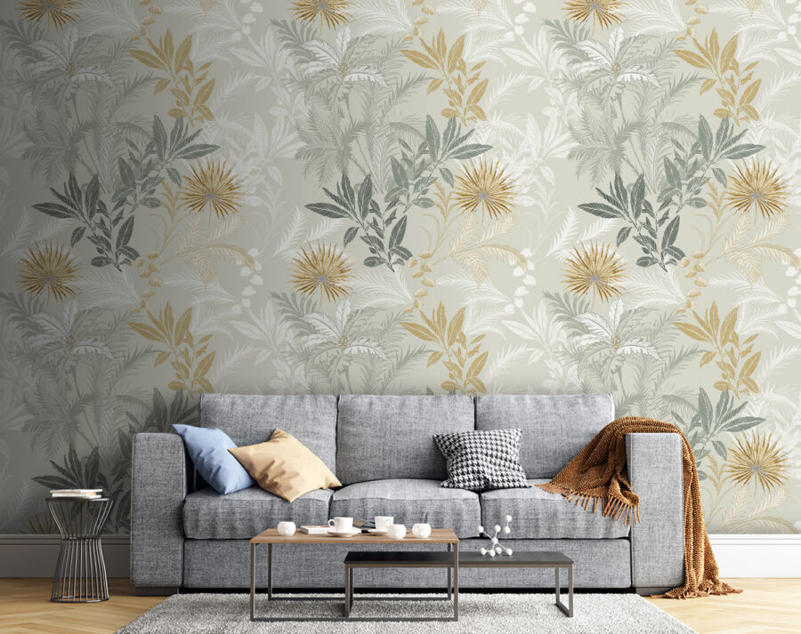 Un motif de feuilles et de fleurs