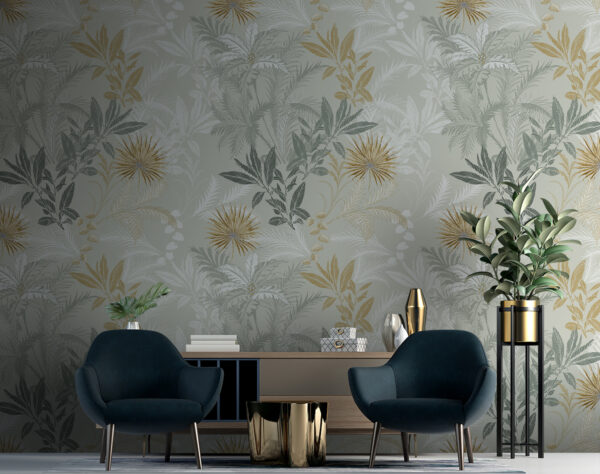 Un motif de feuilles et de fleurs Un motif de feuilles et de fleurs
