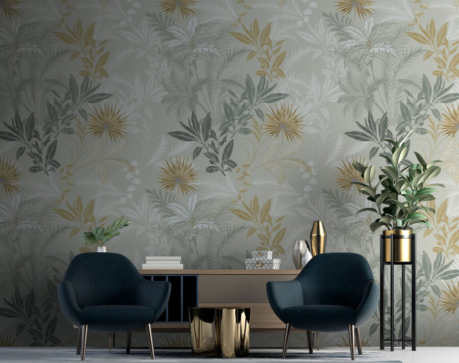 Un motif de feuilles et de fleurs
