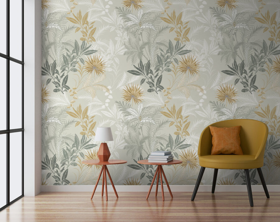 Un motif de feuilles et de fleurs