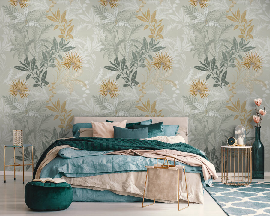 Un motif de feuilles et de fleurs