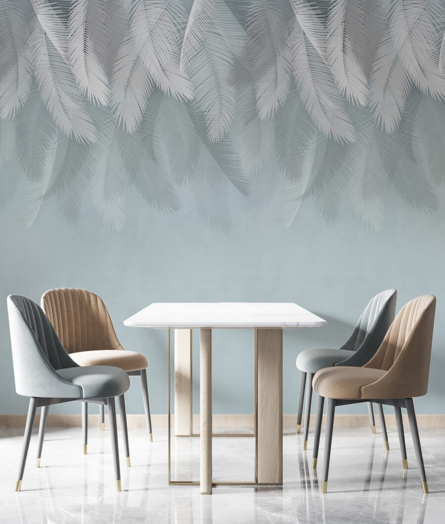 Plumes blanches sur fond bleu