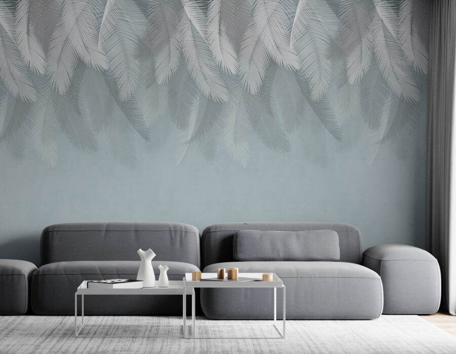 Plumes blanches sur fond bleu