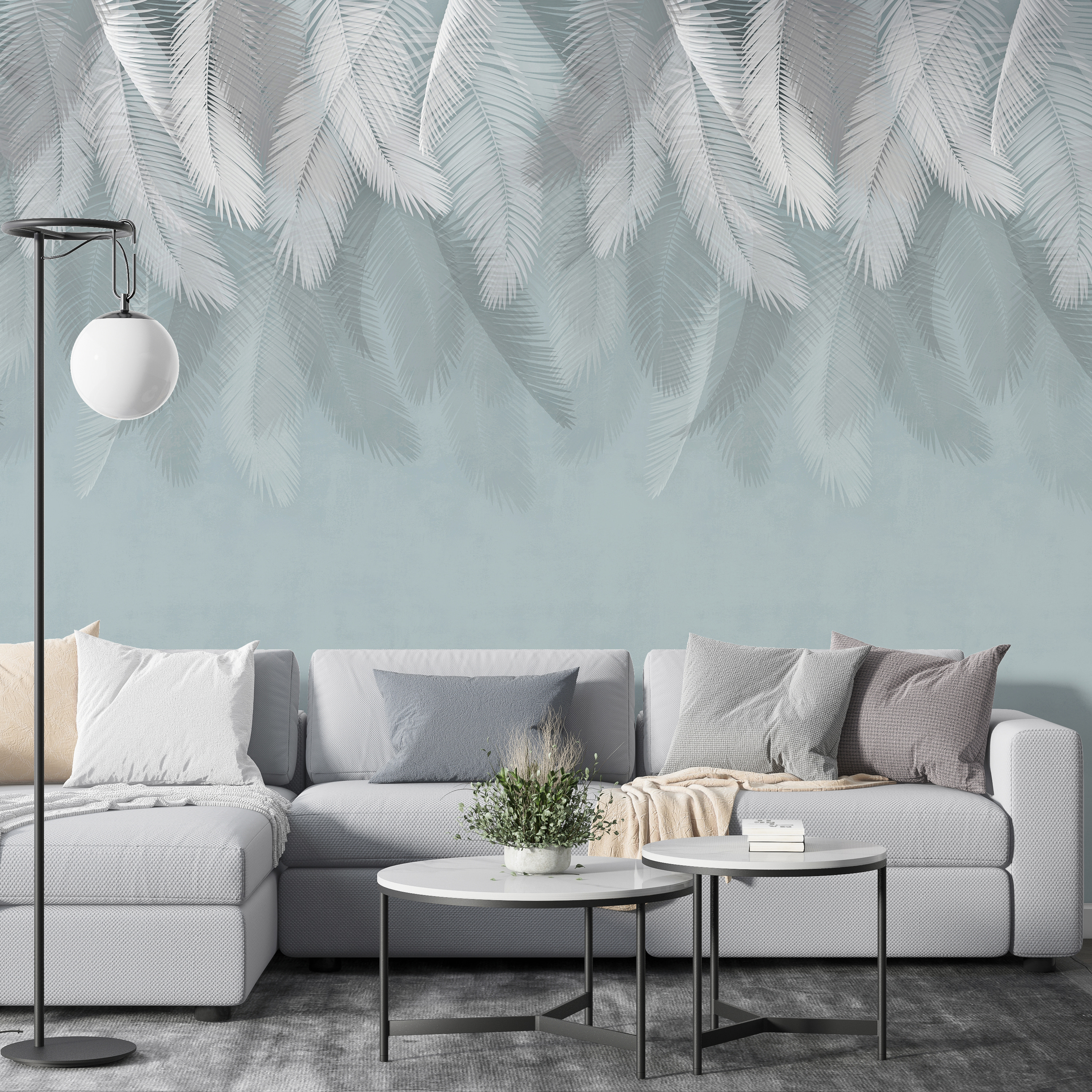Plumes blanches sur fond bleu u94466pig1m - Plumes blanches sur fond bleu - tegory