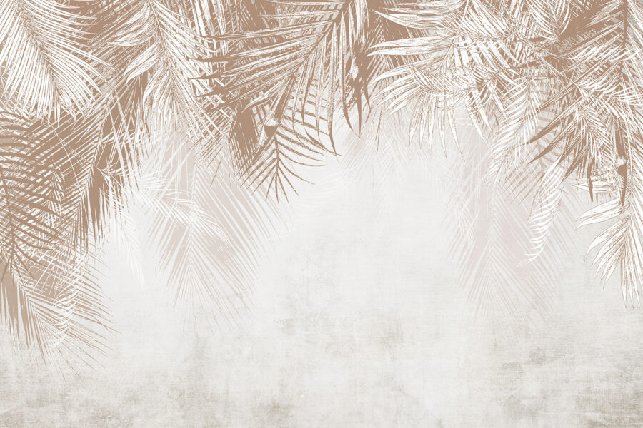 Papier peint Fond blanc et brun avec des feuilles de palmier – Image 7
