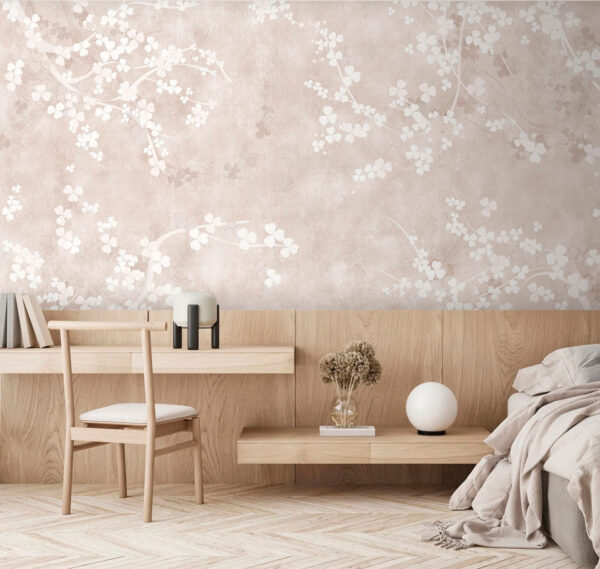 Fleurs blanches sur fond beige Fleurs blanches sur fond beige