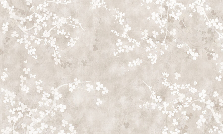 Fleurs blanches sur fond beige